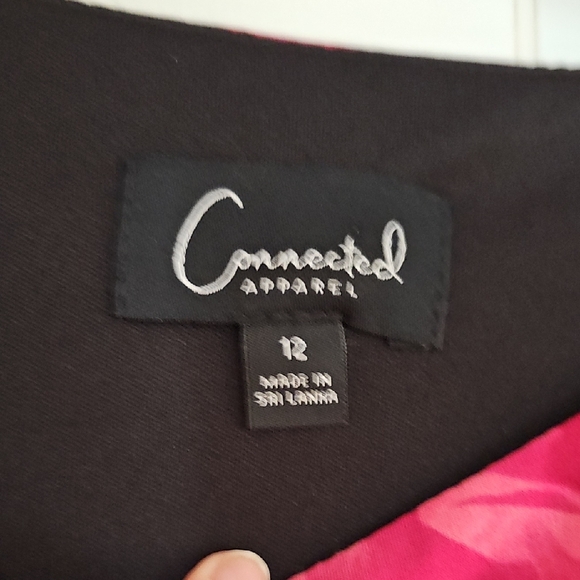 Connected Apparel Black and Pink Floral Long Sleeve Dress - Picture 2 of 3